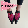 Puntilla Juana amadora cebra negro, rojo y fucsia • A pedido