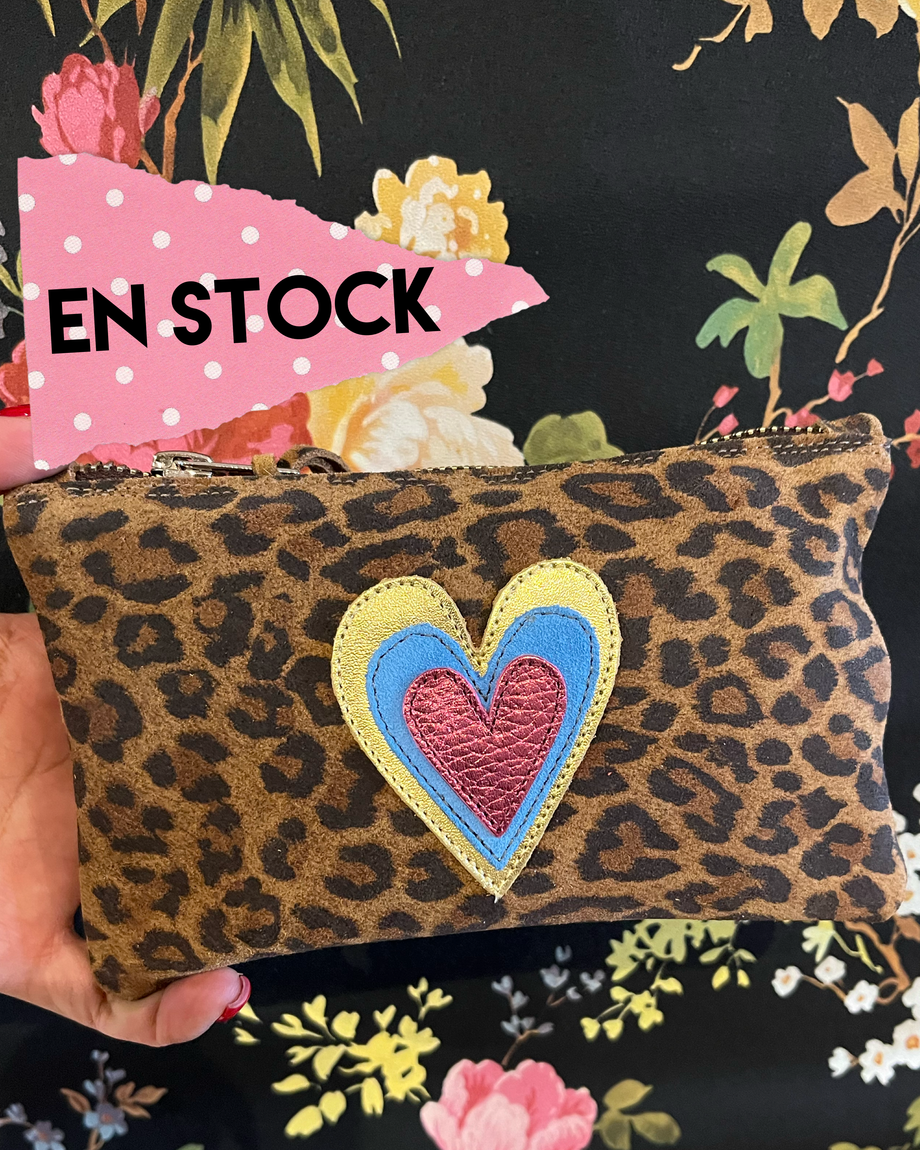 Billetera abundantia de piel reno leopardo