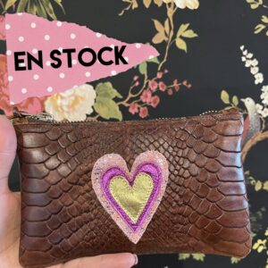 Billetera abundantia de piel anaconda café