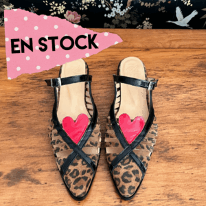 Puntilla Cirila reno leopardo, richato negro y rojo