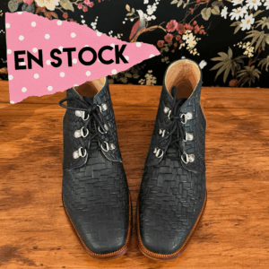 Botin Gracia cuero trenzado negro