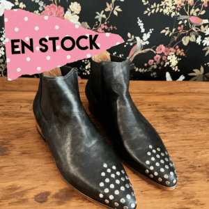 Botín Rosalía cuero negro bronce