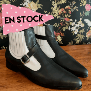 Botín Noema cuero italiano negro y blanco