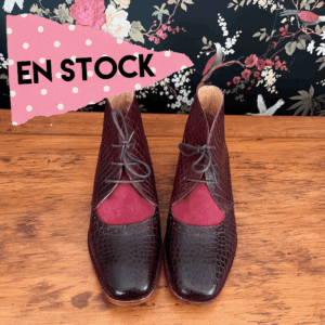 Botín Elia cuero coco y reno guinda