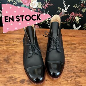 Botin María en cuero y richato negro