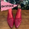 Botín Eloísa cuero rojo graneado y reno rojo